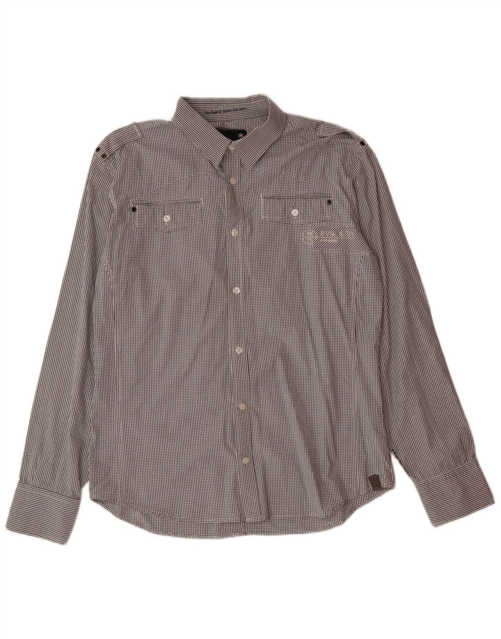 Camicia da uomo G-STAR XL in cotone a quadri neri