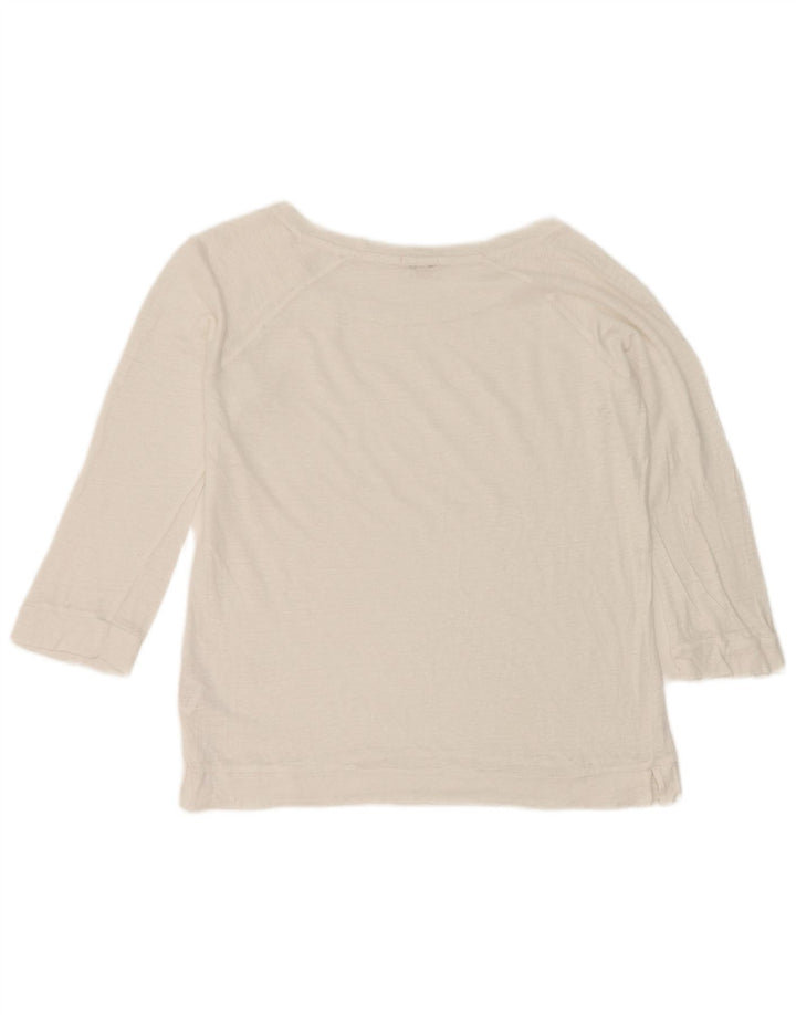 Jigsaw Top da donna manica 3/4 UK 10 piccolo lino bianco