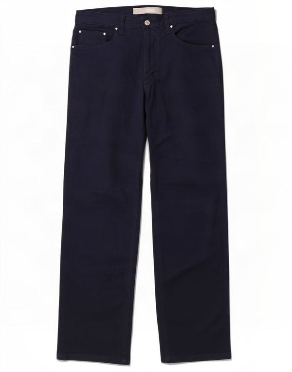 Pantaloni casual dritti da uomo Versace W34 L32 poliestere blu navy
