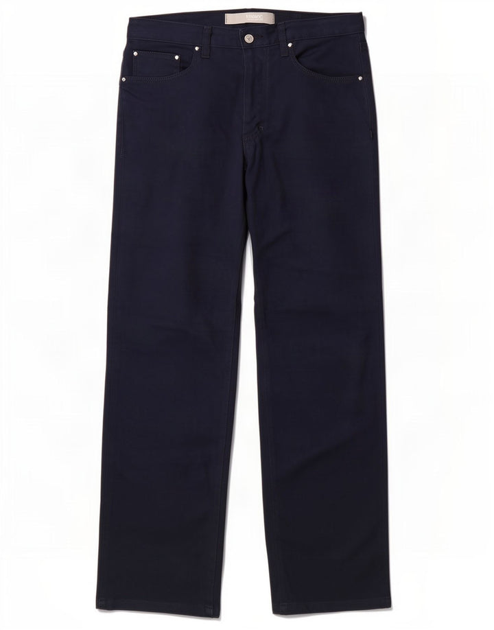 Pantaloni casual dritti da uomo Versace W34 L32 poliestere blu navy