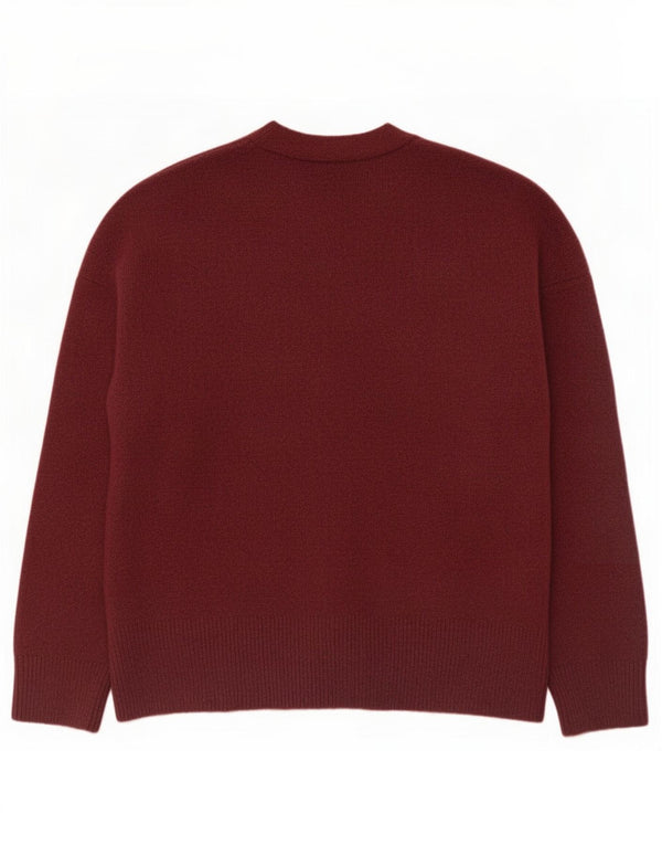 Maglione cardigan oversize da donna Zara UK 10 piccolo acrilico bordeaux