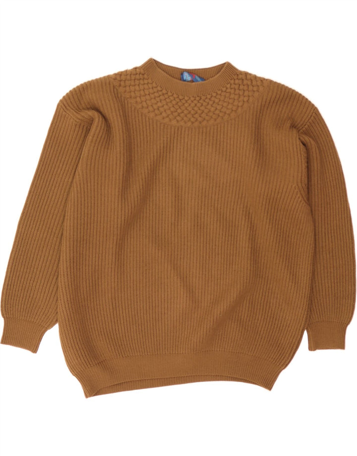 LES COPAINS Womens Crew Neck Jumper Sweater EU 42 Large Brown Wool Vintage Les Copains and Second-Hand Les Copains from Messina Hembry 