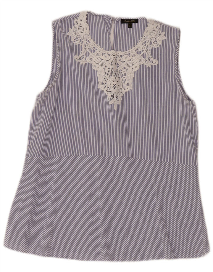MASSIMO DUTTI Camicetta senza maniche da donna Top EU 40 Blu medio a righe