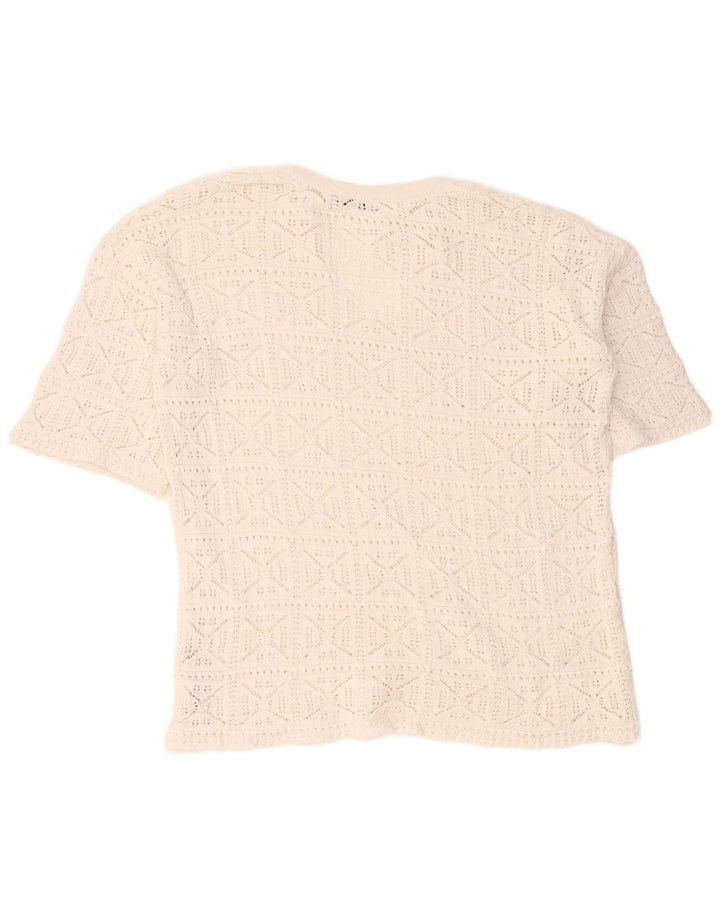 Blusa oversize all'uncinetto da donna Zara Top UK 10 piccola in cotone bianco