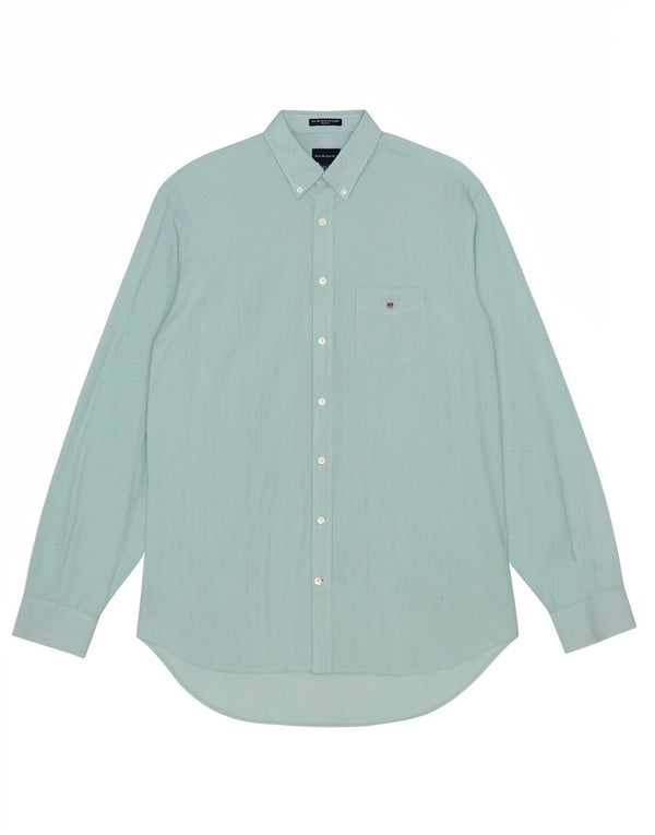 Gant Mens Regular Fit Shirt Size 18 2XL Green Striped Cotton