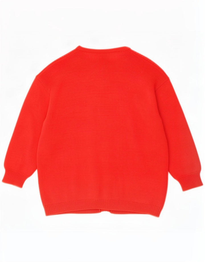 Maglione cardigan da donna vintage UK 16 grande rosso argyle/diamante