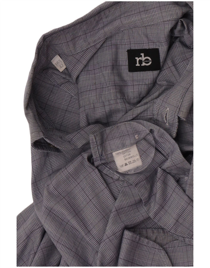 Camicia da uomo Roccobarocco taglia 42 16 1/2 grande cotone a quadri blu