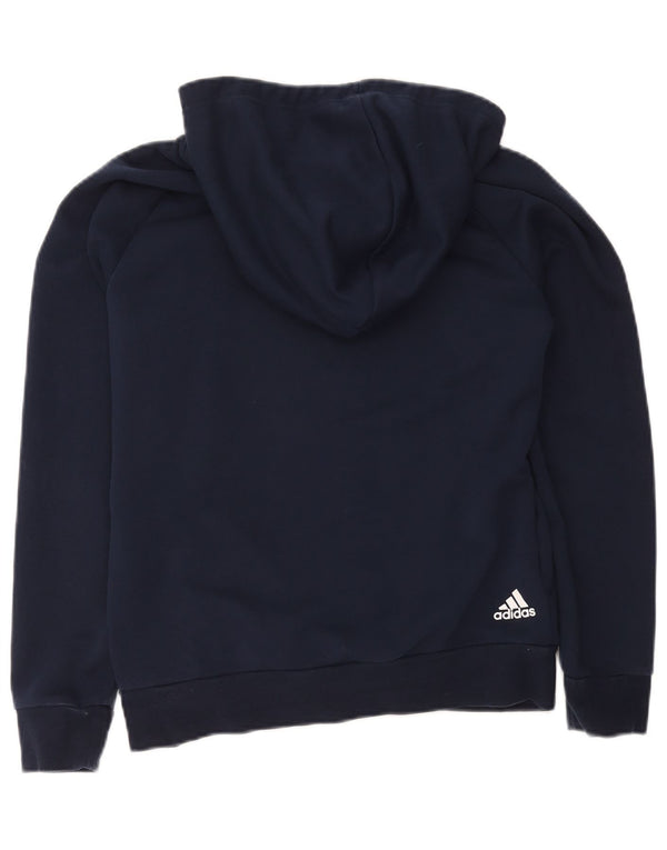 Felpa con cappuccio grafica da donna Adidas UK 12/14 Cotone blu navy medio