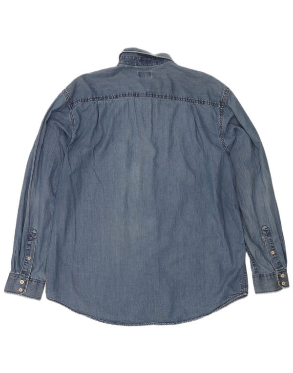 Camicia di jeans da uomo Izod grande in cotone blu