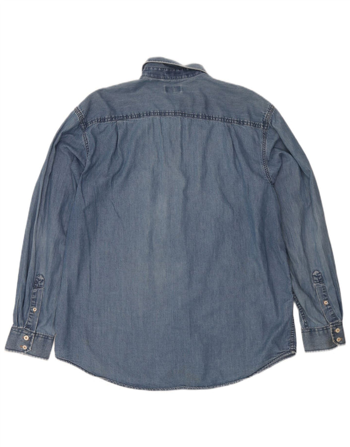 Camicia di jeans da uomo Izod grande in cotone blu