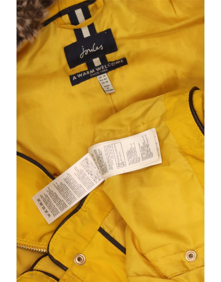 Giacca imbottita con cappuccio da donna Joules UK 14 poliestere giallo medio