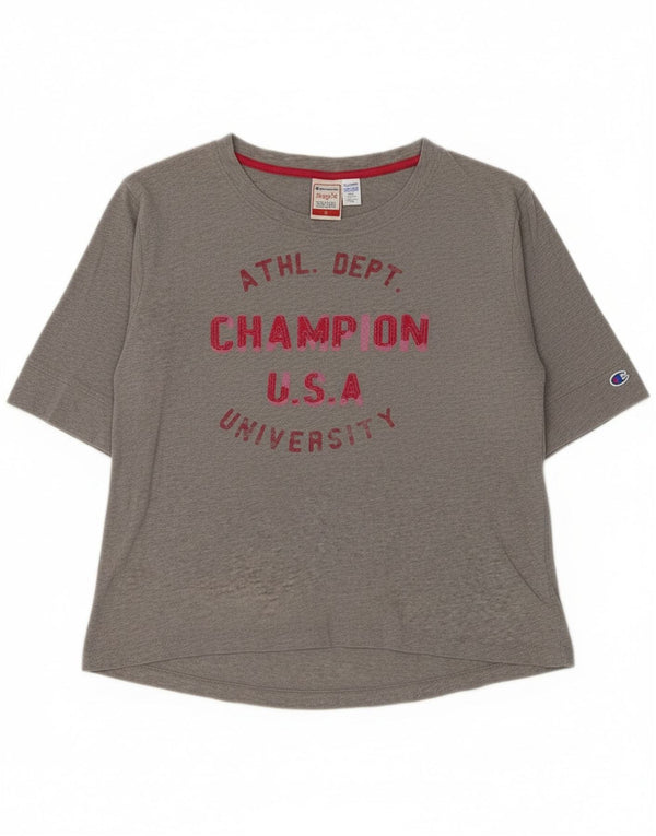 Top da donna con grafica Champion Heritage Fit manica 3/4 UK 14 Grigio medio