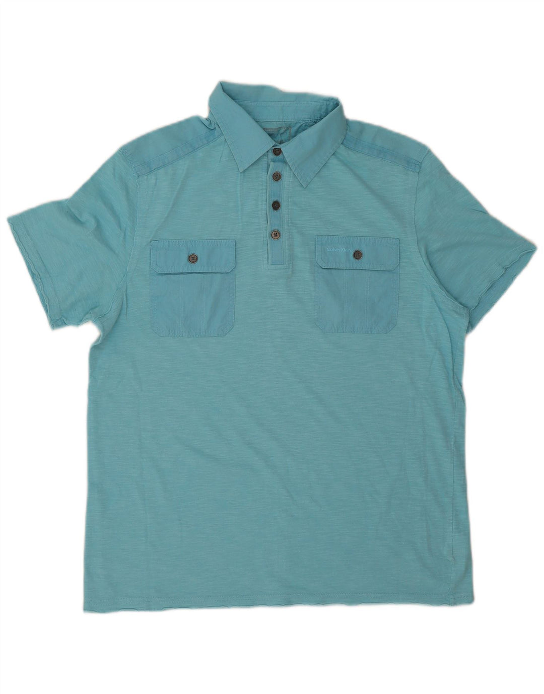 CALVIN KLEIN Polo da uomo piccola in cotone screziato blu