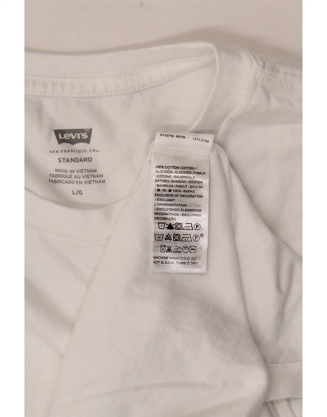 T-shirt standard da uomo Levi's Top grande in cotone bianco