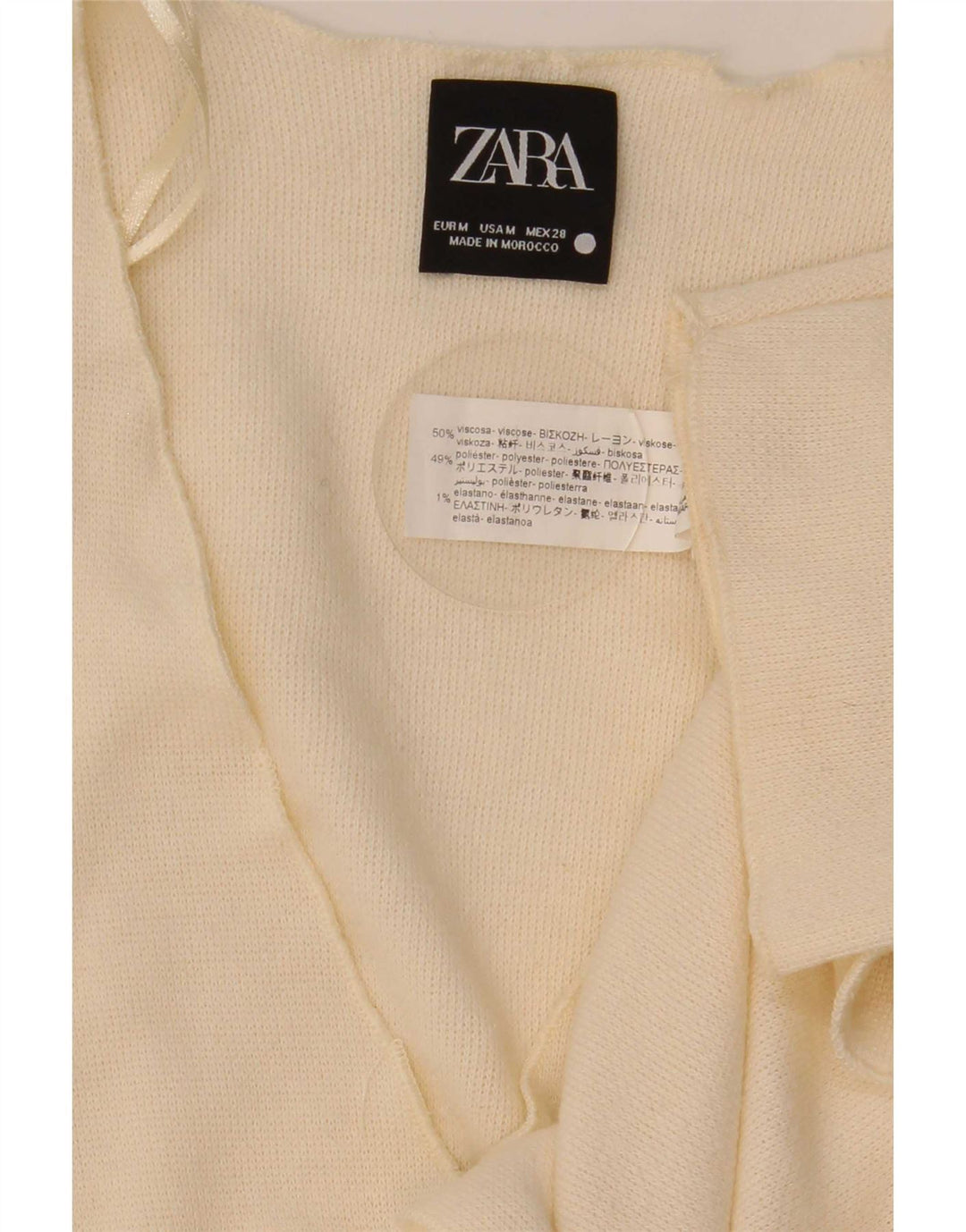 Top cardigan da donna Zara UK 14 viscosa bianco sporco medio