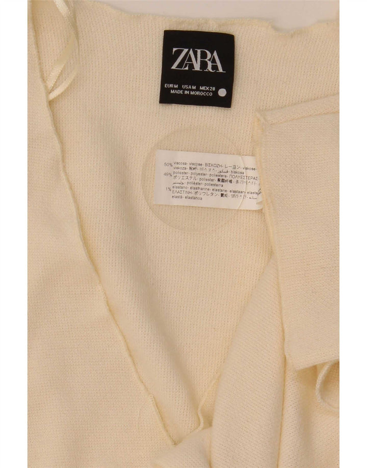 Top cardigan da donna Zara UK 14 viscosa bianco sporco medio
