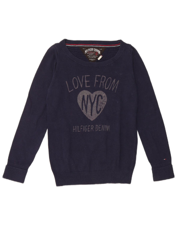 Maglione maglione con scollo a barca da donna Tommy Hilfiger UK 10 piccolo blu navy