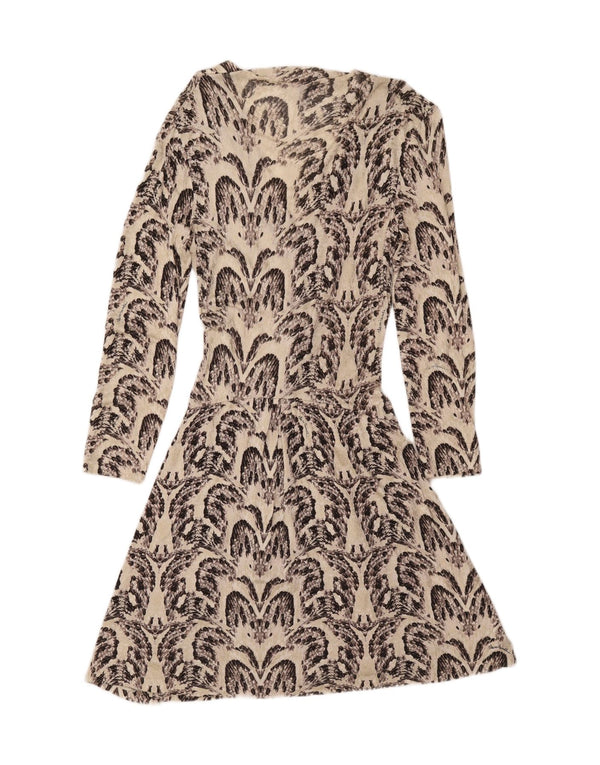 Abito da donna a trapezio con motivo astratto Roberto Cavalli IT 46 grande bianco sporco