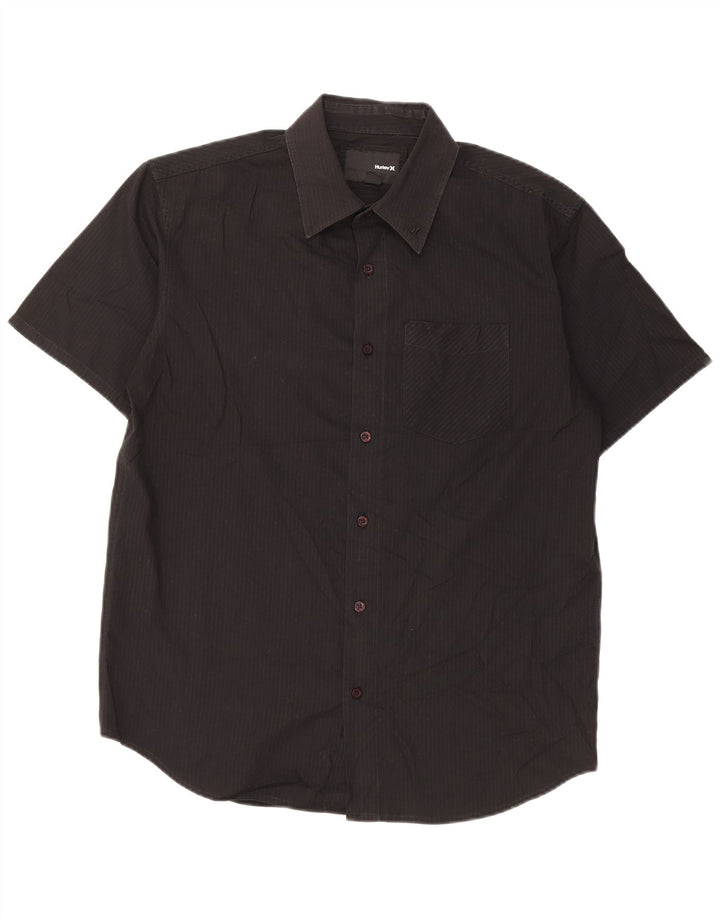 Camicia a maniche corte da uomo Hurley piccola in cotone gessato nero