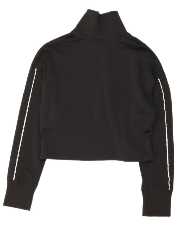 Nike Girls Graphic Crop Tracksuit Top Jacket 12-13 Years Large Black