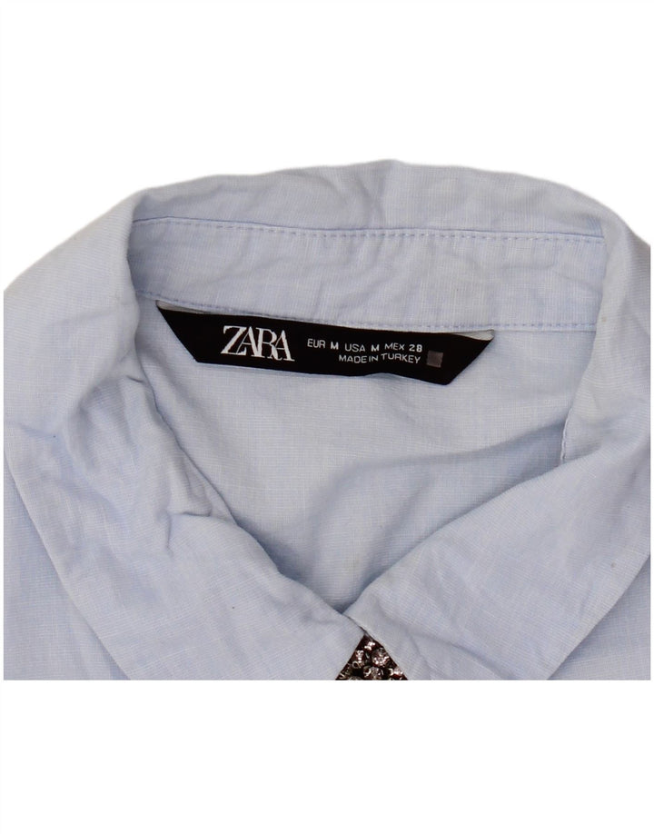 Top Zara da donna con maniche a 3/4, taglia UK 14, blu medio