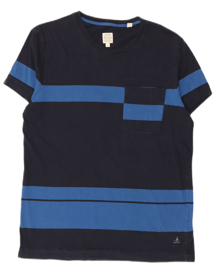 JACK WILLS T-shirt da uomo Top Small Blu navy in cotone color block