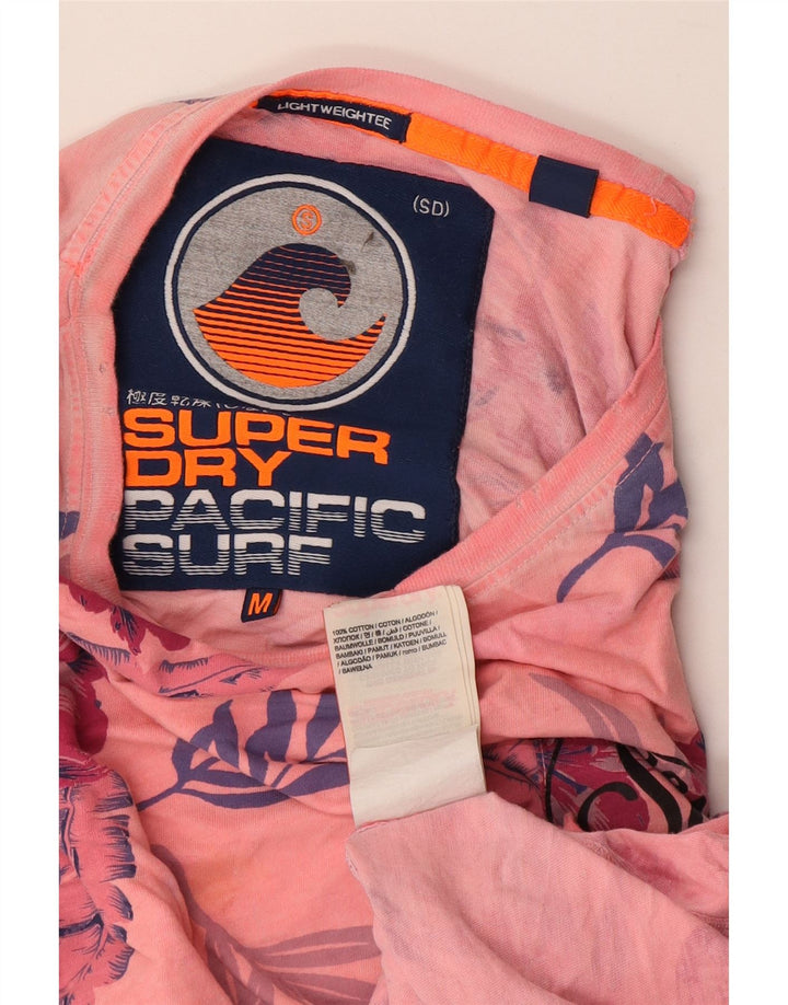 T-shirt grafica da uomo Superdry Top in cotone floreale rosa medio