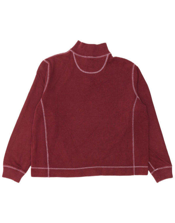 Felpa da donna con collo con zip Eddie Bauer, taglia UK 18 XL, cotone bordeaux