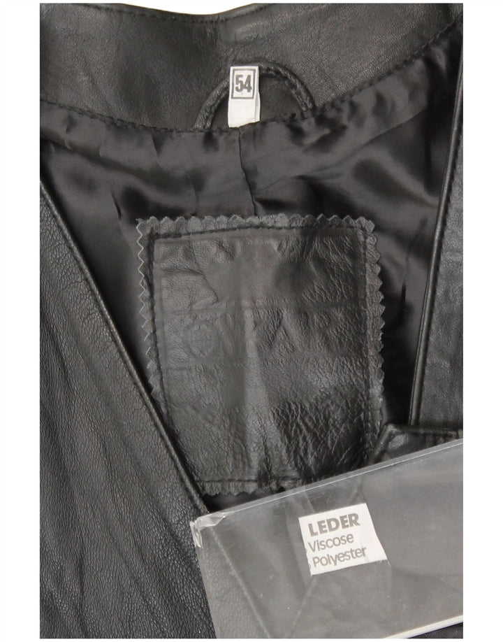 Gilet in pelle da uomo vintage EU 54 XL in pelle nera