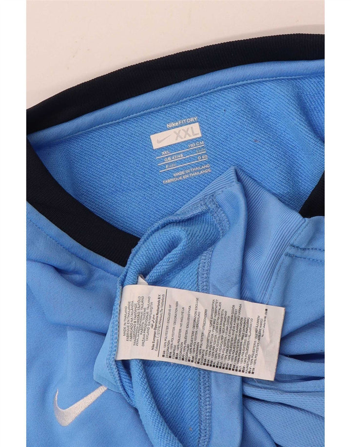 Top Nike da uomo a maniche lunghe UK 47/48 2XL Blu Colourblock Poliestere