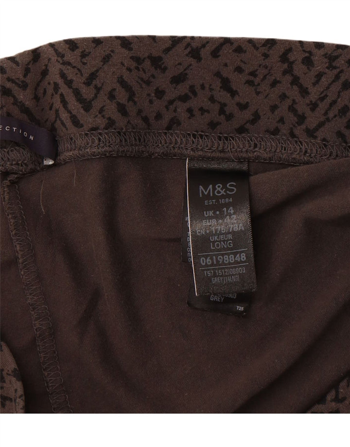MARKS & SPENCER Womens Abstract Pattern Leggings UK 14 Large Brown Cotton
