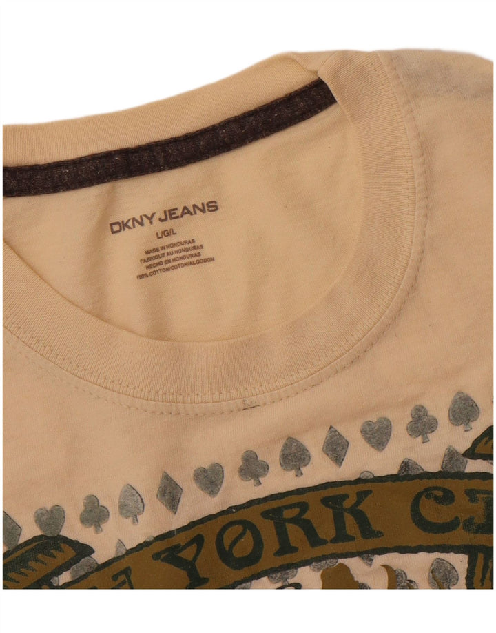 T-shirt grafica da uomo DKNY Top grande in cotone beige
