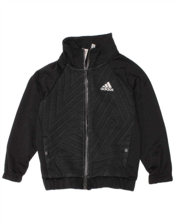 Giacca da ginnastica grafica da ragazzo Adidas 5-6 anni nera geometrica