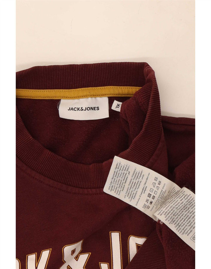 Jack & Jones Felpa grafica da uomo Maglione XL Maroon Cotton