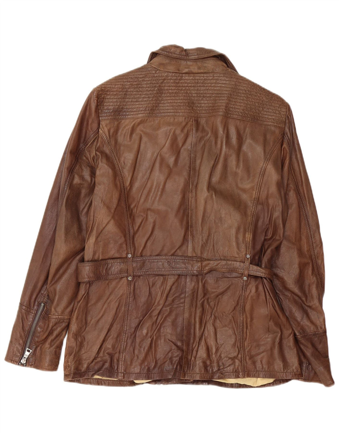 Giacca da motociclista in pelle da donna David Moore UK 16 grande marrone