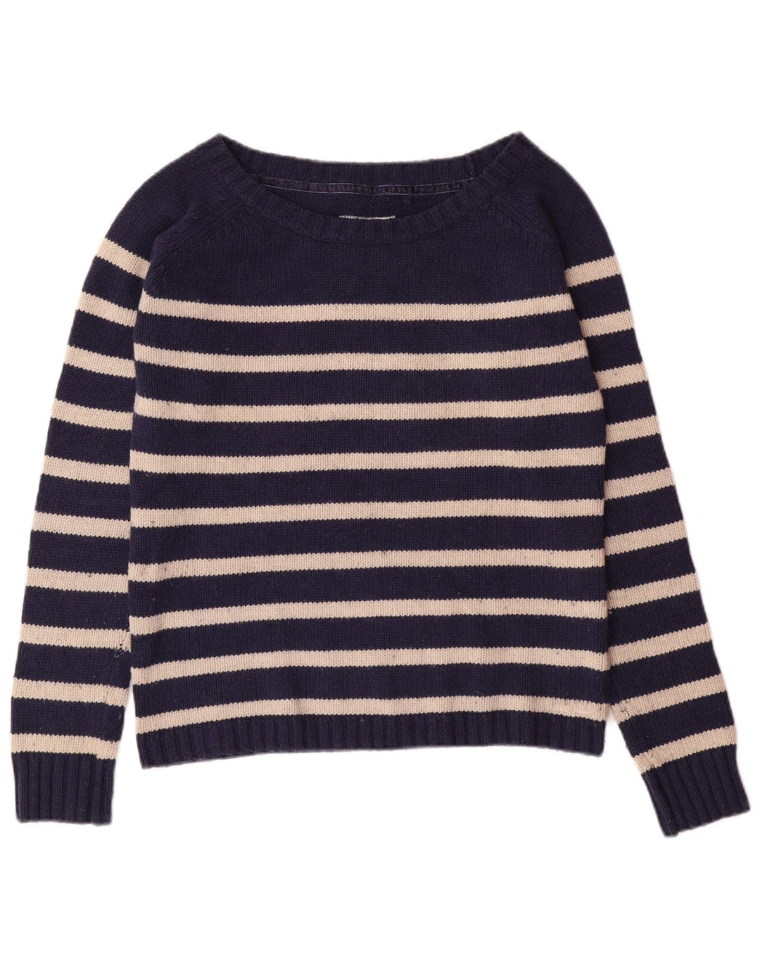 FAT FACE Maglione da donna con scollo a barchetta UK 12 Medio a righe blu navy