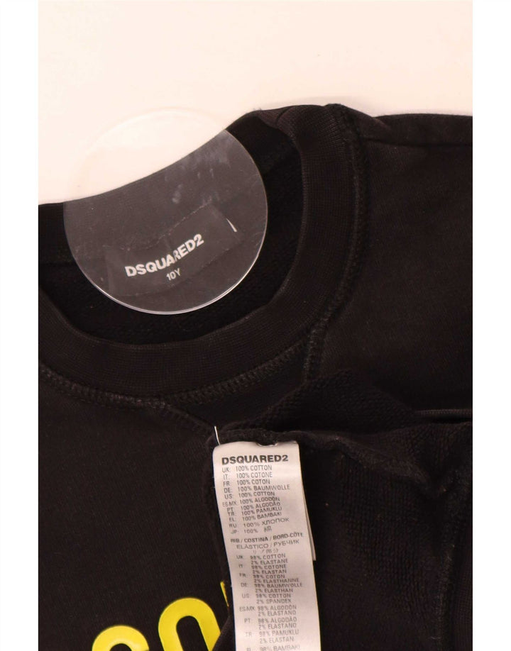 Felpa grafica per ragazzi Dsquared2 9-10 anni in cotone nero