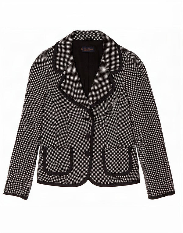 Luisa Spagnoli Giacca Blazer a 3 Bottoni da Donna UK 10 Piccola Lana Macchiata Nera