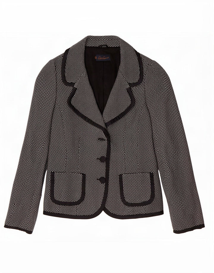 Luisa Spagnoli Giacca Blazer a 3 Bottoni da Donna UK 10 Piccola Lana Macchiata Nera