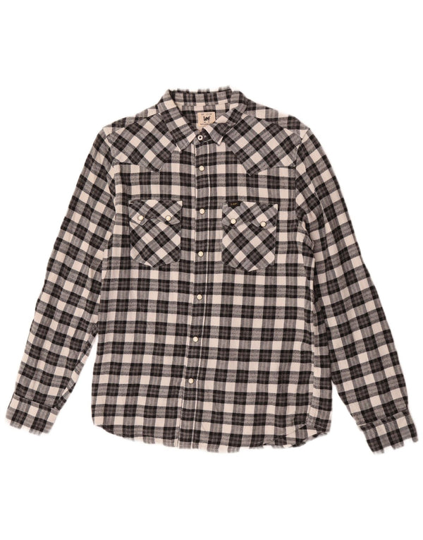 Camicia Lee da uomo in flanella dalla vestibilità regolare, piccolo cotone a quadri neri