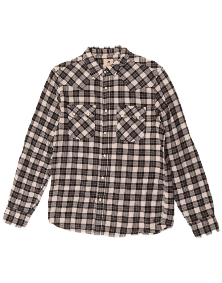 Camicia Lee da uomo in flanella dalla vestibilità regolare, piccolo cotone a quadri neri
