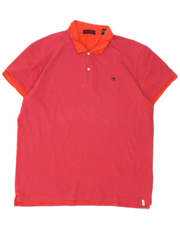 Polo da uomo Scotch & Soda XL in cotone geometrico arancione
