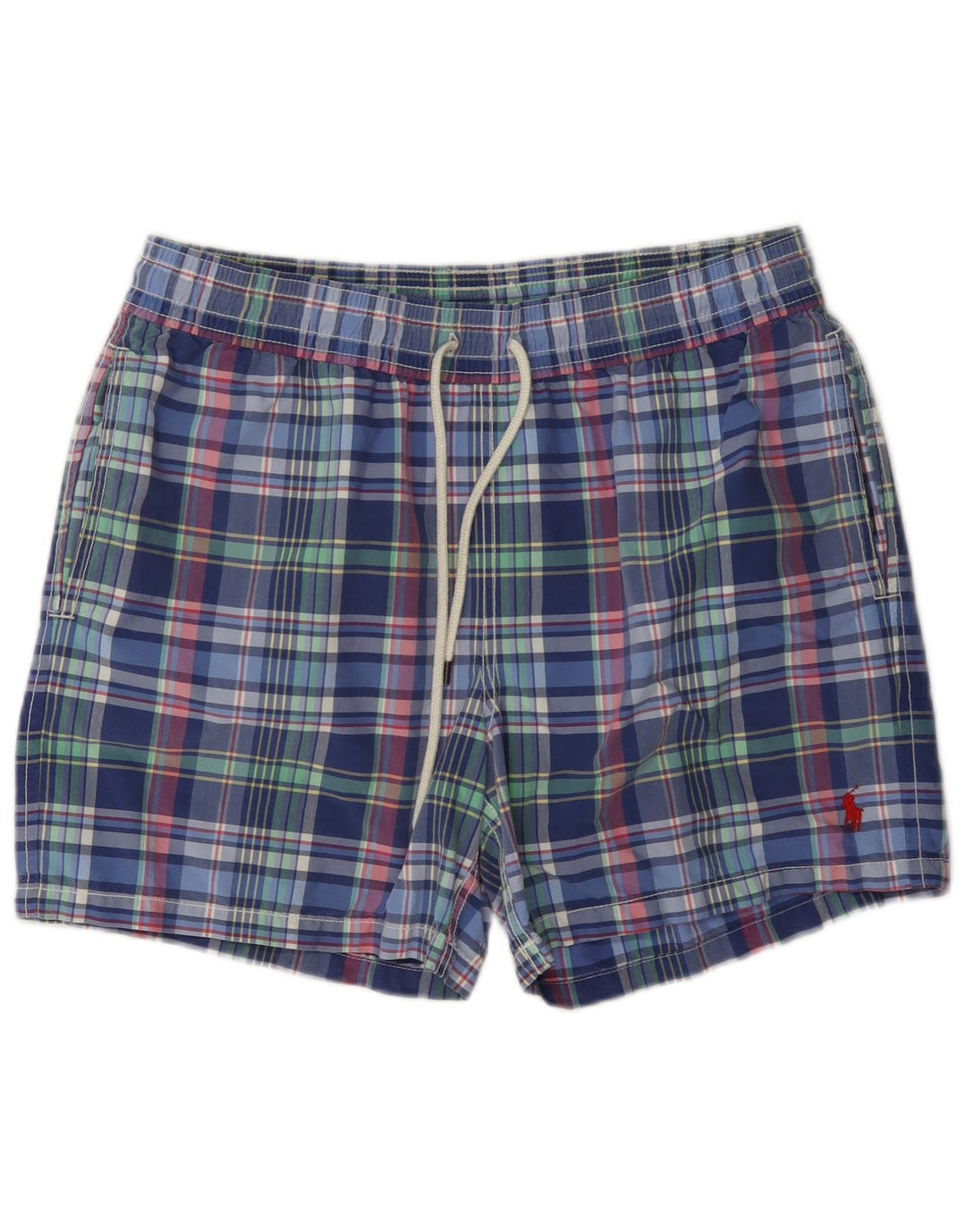 Pantaloncini da bagno da uomo Polo Ralph Lauren in cotone a quadri blu medio