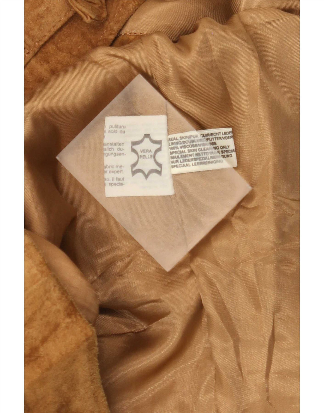 Giacca vintage in pelle scamosciata da uomo IT 50 grande in pelle beige