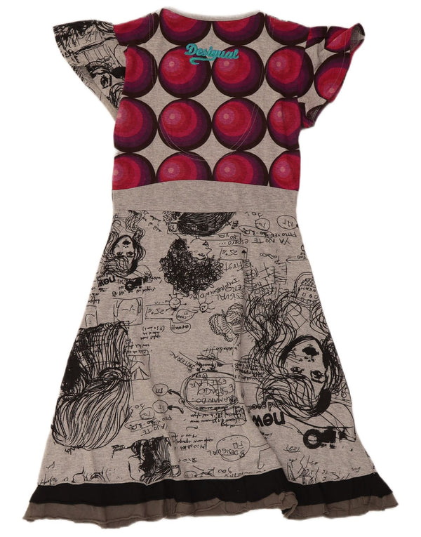 Desigual Abito da donna a linea A con grafica UK 8 piccolo in cotone grigio
