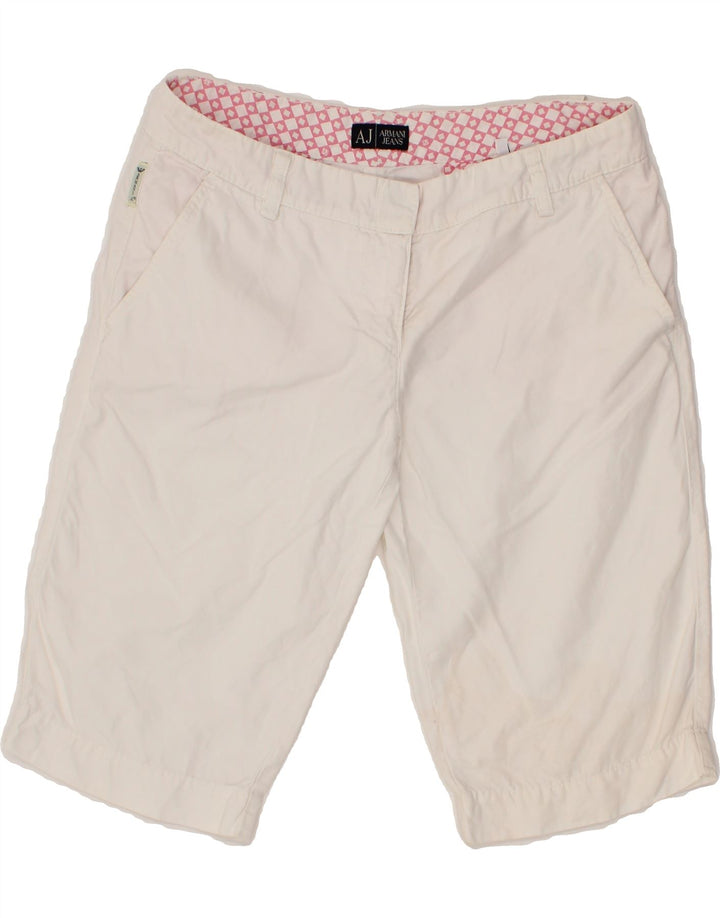 ARMANI Womens Chino Shorts W29 Medium  White Linen Vintage Armani and Second-Hand Armani from Messina Hembry 