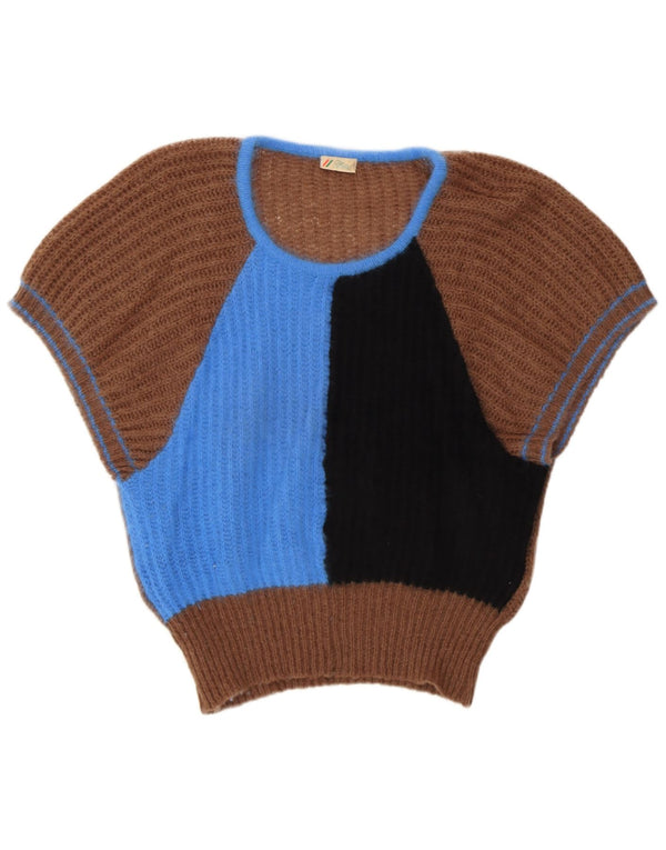 Maglione da donna Berri con scollo a barca UK 14 Angora color block marrone medio