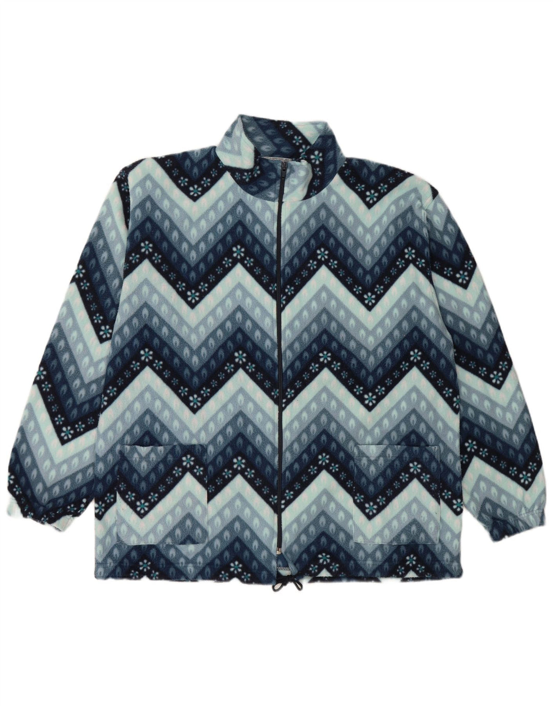 Giacca in pile vintage da uomo UK 40 grande blu geometrico