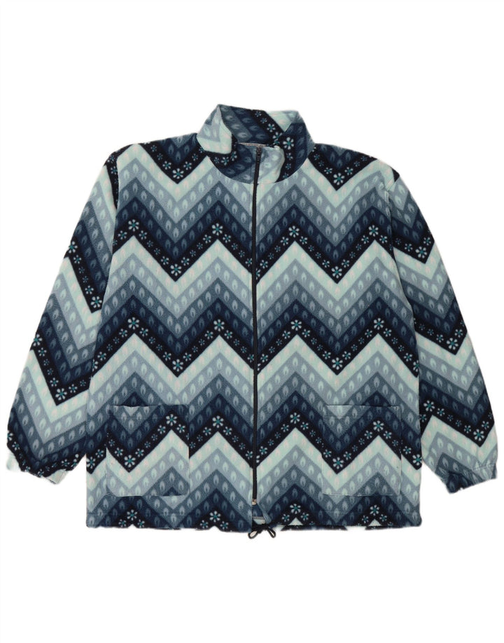 Giacca in pile vintage da uomo UK 40 grande blu geometrico