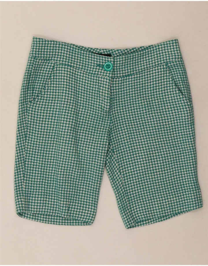 Pantaloncini chino da donna ROCCOBAROCCO US 6 medi W30 lana pied de poule verde